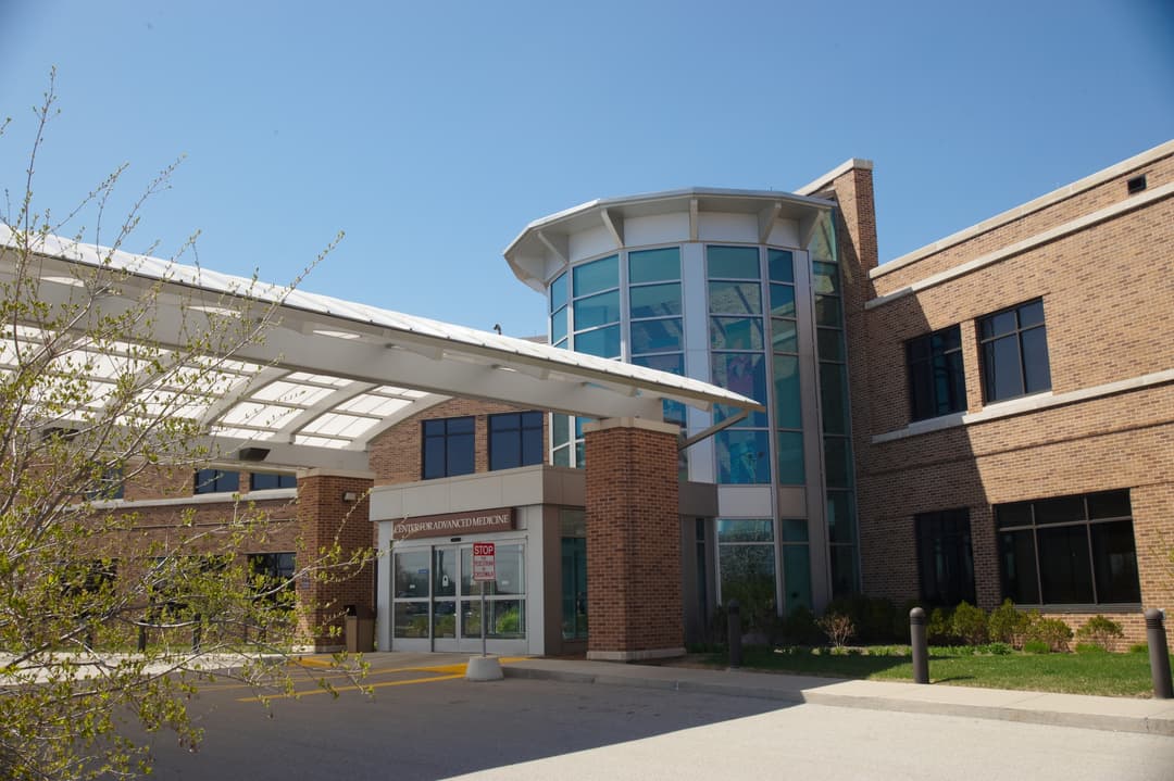 Federal-style healthcare facility entrance